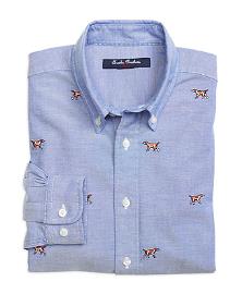 
			 Boys Hunting Dog Embroidered Oxford Sport Shirt
		  